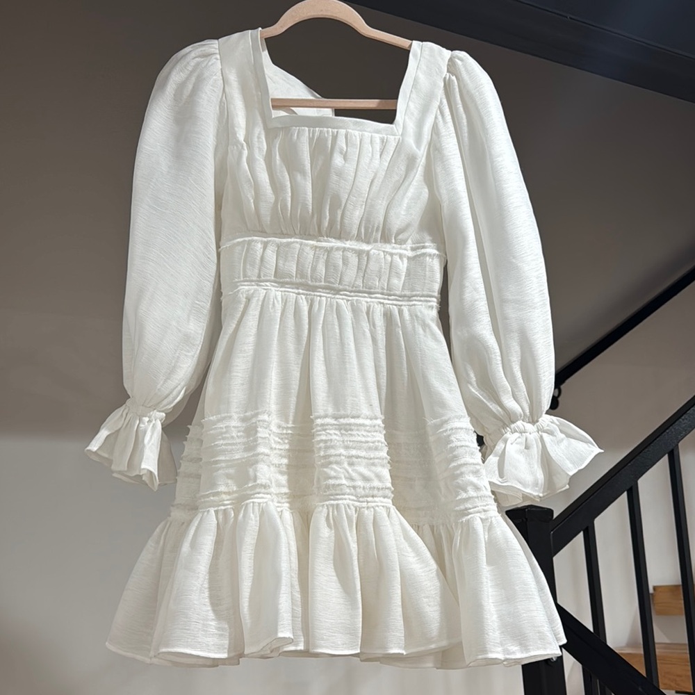 Aje Elegant White Ruffled Dress